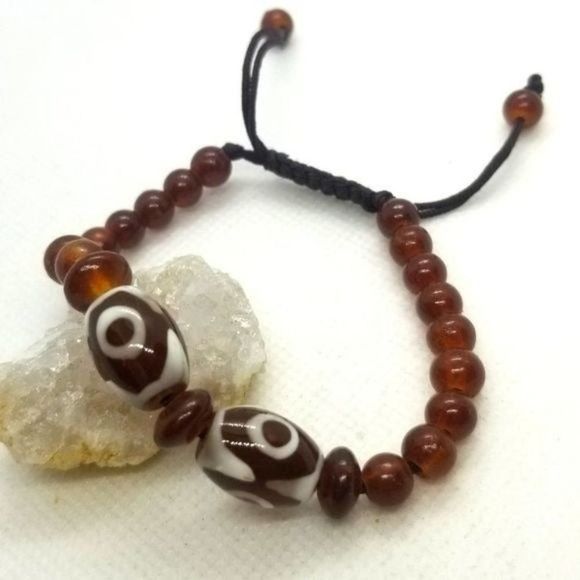Jewelry - Molten glass beaded bracelet amber beaded accents